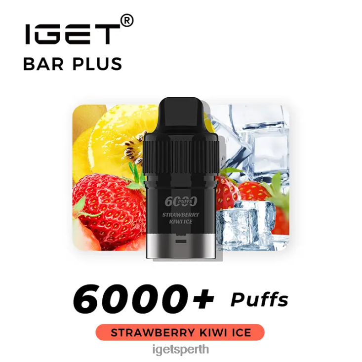 Nicotine Free IGET Bar Plus Pod 6000 Puffs 40Z8376 Strawberry Kiwi Ice