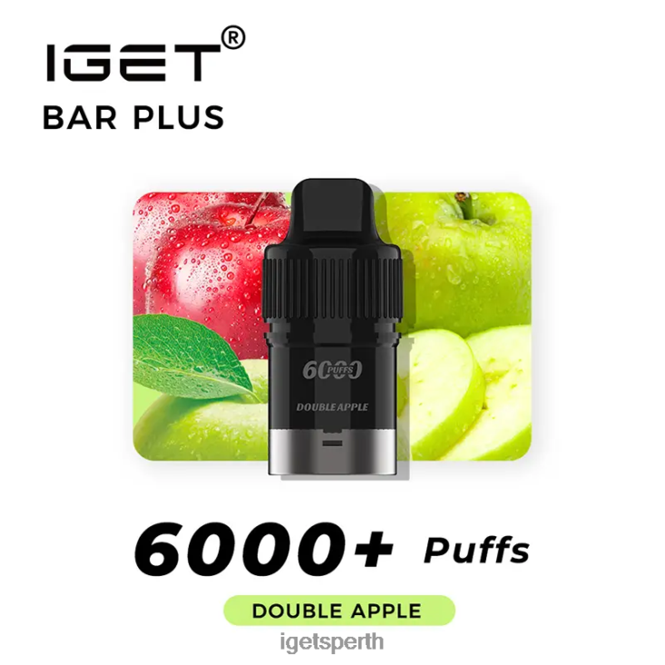 Nicotine Free IGET Bar Plus Pod 6000 Puffs 40Z8378 Double Apple