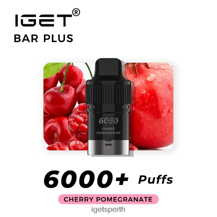 Nicotine Free IGET Bar Plus Pod 6000 Puffs 40Z8379 Cherry Pomegranate