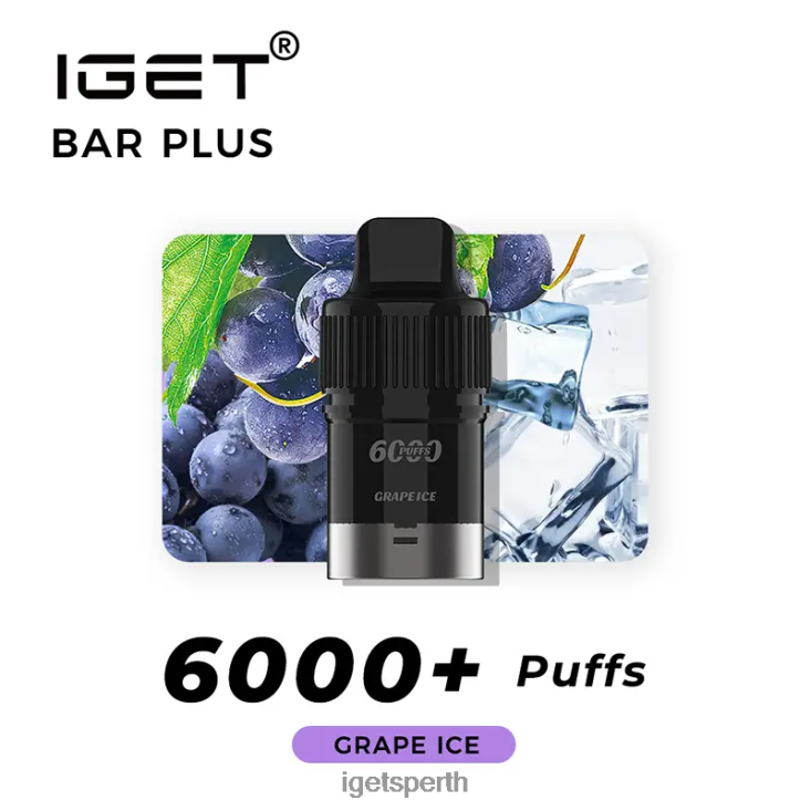 Nicotine Free IGET Bar Plus Pod 6000 Puffs 40Z8382 Grape Ice
