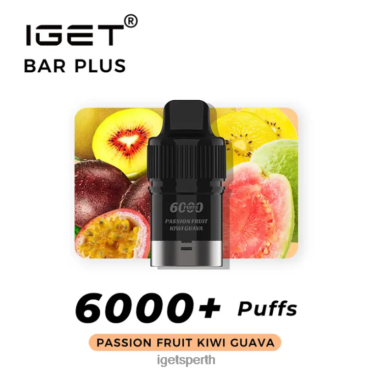 Nicotine Free IGET Bar Plus Pod 6000 Puffs 40Z8383 Passion Fruit Kiwi Guava