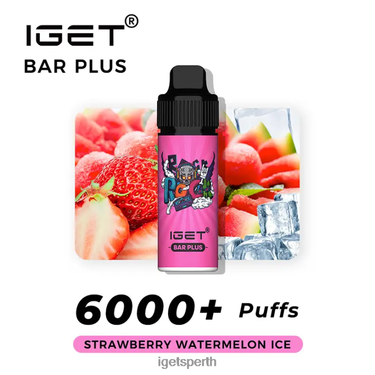 Nicotine Free IGET Bar Plus Vape Kit 40Z8369 Strawberry Watermelon Ice