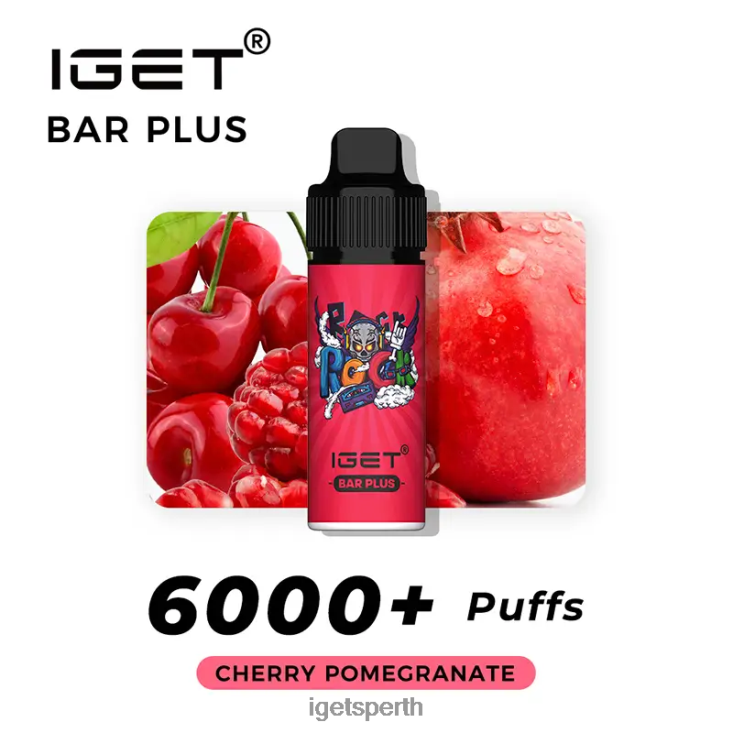 Nicotine Free IGET Bar Plus Vape Kit 40Z8371 Cherry Pomegranate