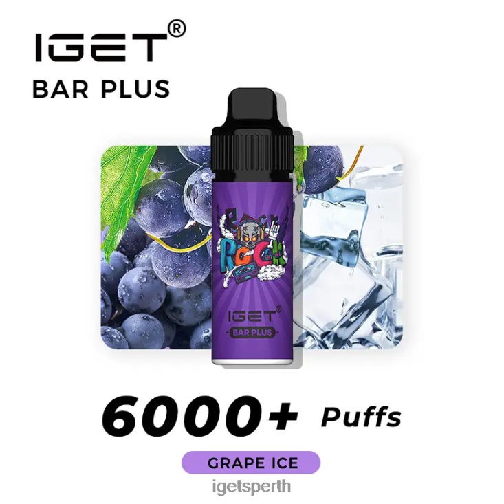 Nicotine Free IGET Bar Plus Vape Kit 40Z8374 Grape Ice