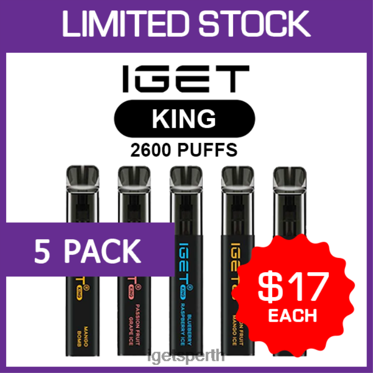 IGET KING - 2600 PUFFS - 5 PACK 40Z8475