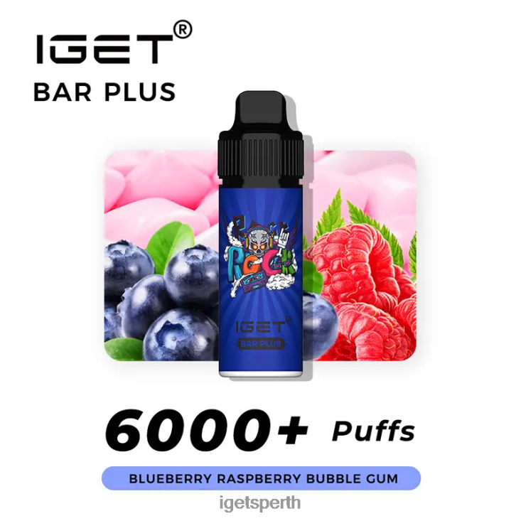 IGET Bar Plus 6000 Puffs 40Z8240 Blueberry Raspberry Bubble Gum