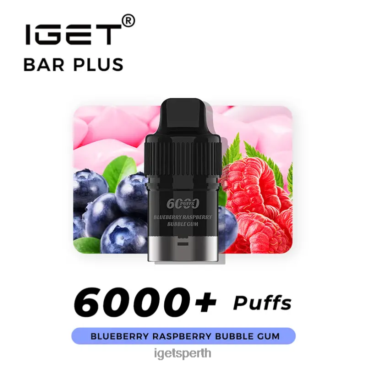 IGET Bar Plus Pod 6000 Puffs 40Z8252 Blueberry Raspberry Bubble Gum